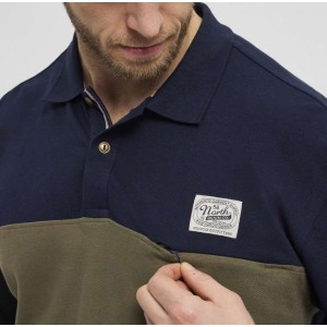 Polo taglie grandi North 564 manica lunga bicolore blu