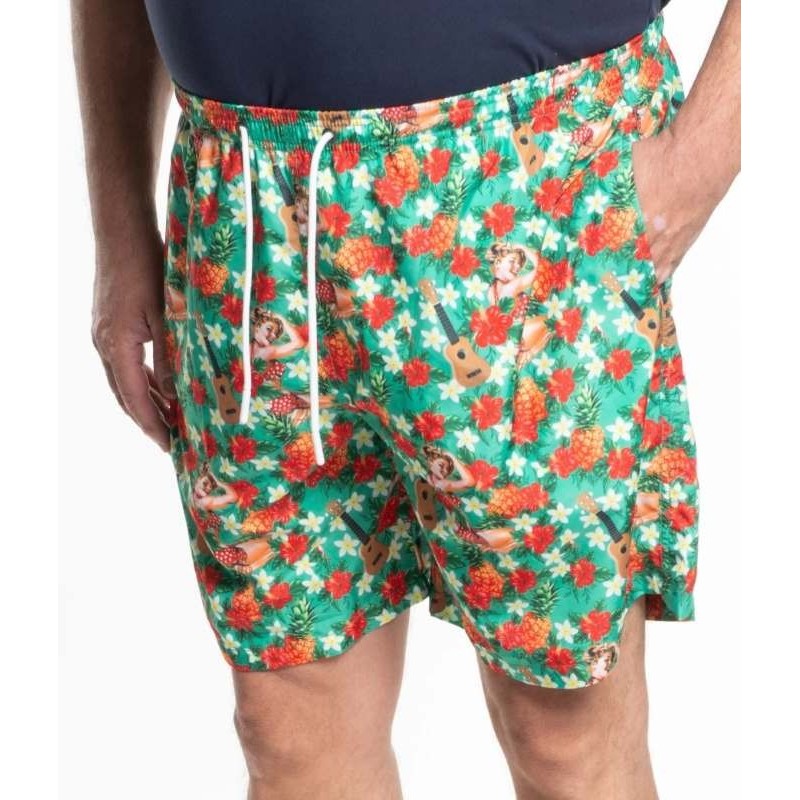 Costume Taglie forti Maxfort lunghezza ginocchio con retina interna fantasia Costume Taglie forti Maxfort lunghezza ginocchio con retina interna fantasia