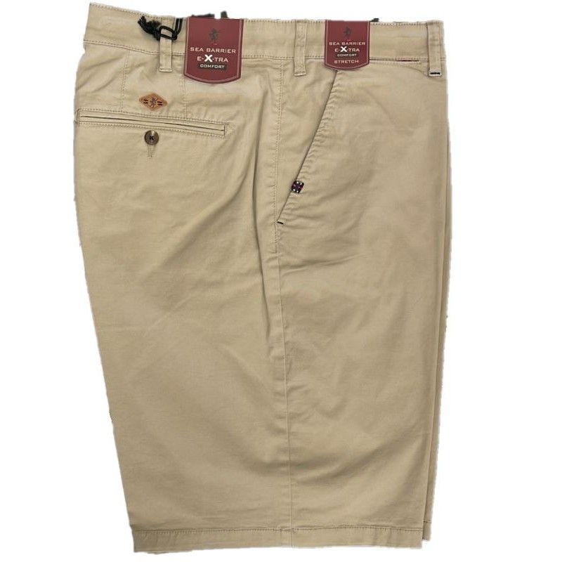 Pantaloncino in Taglie Forti Sea Barrier extra confort in cotone elasticizzato in tasca chino con cavallo alto colore beige Pantaloncino in Taglie Forti Sea Barrier extra confort in cotone elasticizzato in tasca chino con cavallo alto colore beige
