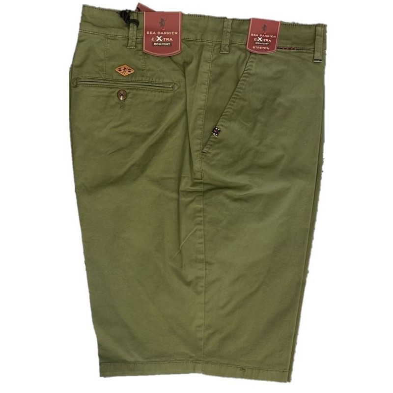 Pantaloncino in Taglie Forti Sea Barrier extra confort in cotone elasticizzato in tasca chino con cavallo alto colore verde Pantaloncino in Taglie Forti Sea Barrier extra confort in cotone elasticizzato in tasca chino con cavallo alto colore verde