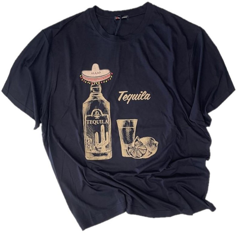 Maxfort T-shirt Taglie Forti in cotone manica corta con stampa e ricamo in colore blu 41436 Maxfort T-shirt Taglie Forti in cotone manica corta con stampa e ricamo in colore blu 41436