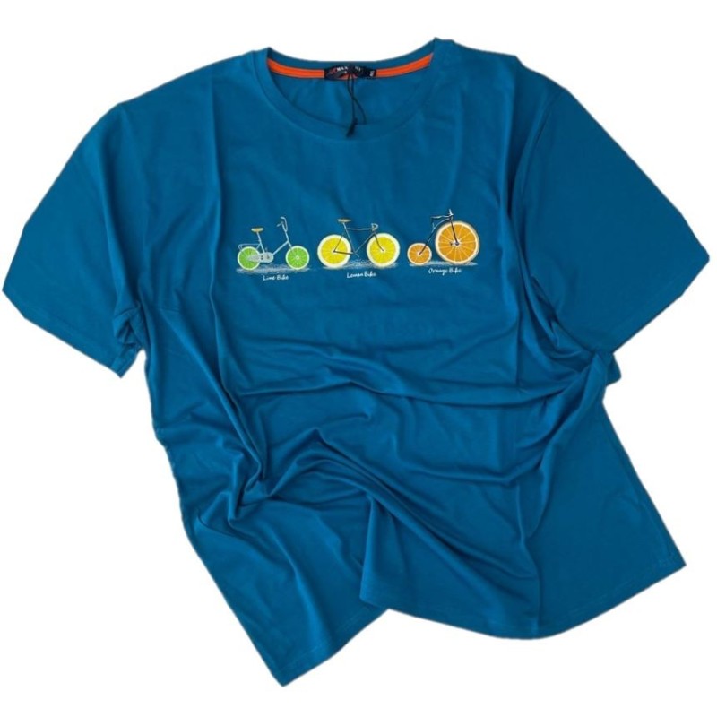 Maglia Taglie Forti manica corta Maxfort girocollo in cotone 4115 verde ottani Maglia Taglie Forti manica corta Maxfort girocollo in cotone 4115 verde ottani