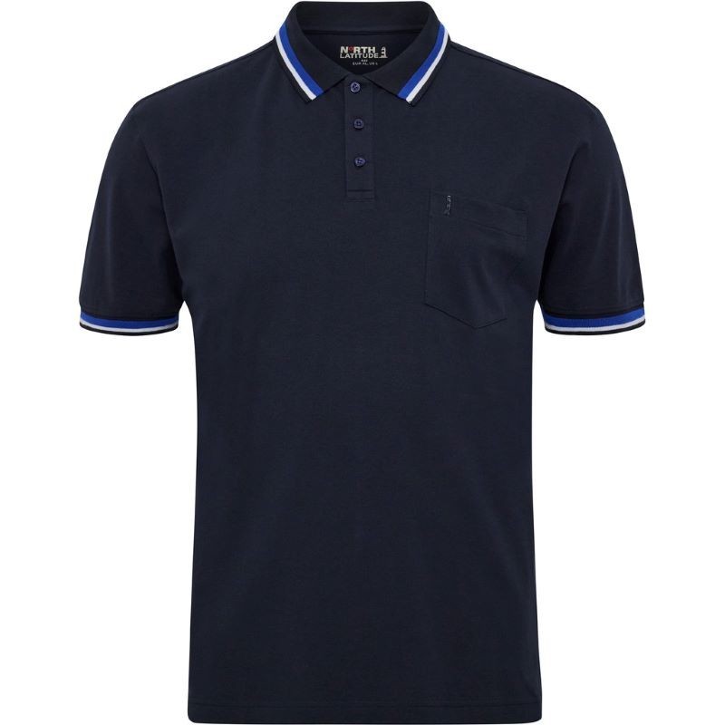 Polo taglie forti uomo North manica corta in cotone Piquet blu Polo taglie forti uomo North manica corta in cotone Piquet blu