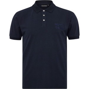 Polo taglie forti uomo North manica corta in tinta unita in cotone Piquet blu