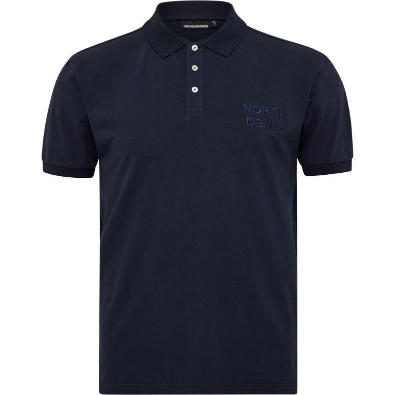 Polo taglie forti uomo North manica corta in tinta unita in cotone Piquet blu Polo taglie forti uomo North manica corta in tinta unita in cotone Piquet blu