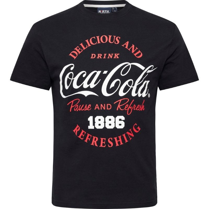 T-shirt Taglie Forti uomo North 564 manica corta in cotone girocollo con stampa coca cola T-shirt Taglie Forti uomo North 564 manica corta in cotone girocollo con stampa coca cola