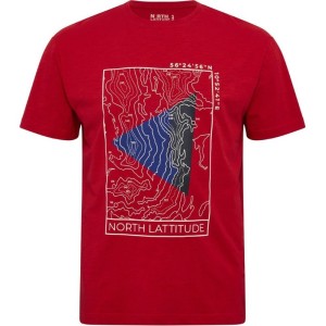 T-shirt Taglie Forti uomo North 564 manica corta in cotone girocollo con stampa colore rossa