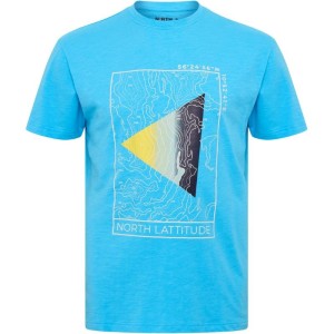 T-shirt Taglie Forti uomo North 564 manica corta in cotone girocollo con stampa colore celeste