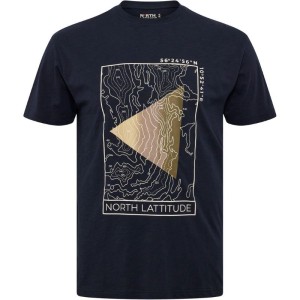 T-shirt Taglie Forti uomo North 564 manica corta in cotone girocollo con stampa colore blu