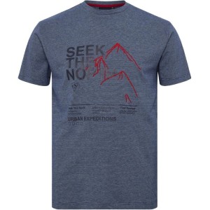 T-shirt Taglie Forti uomo North 564 mezza manica in cotone girocollo con stampa montain blu