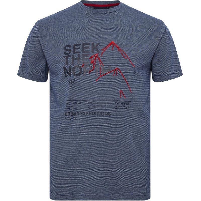 T-shirt Taglie Forti uomo North 564 mezza manica in cotone girocollo con stampa montain blu T-shirt Taglie Forti uomo North 564 mezza manica in cotone girocollo con stampa montain blu