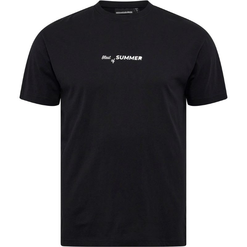 T-shirt Taglie Forti uomo North 564 mezza manica in cotone con piccola stampa nero T-shirt Taglie Forti uomo North 564 mezza manica in cotone con piccola stampa nero